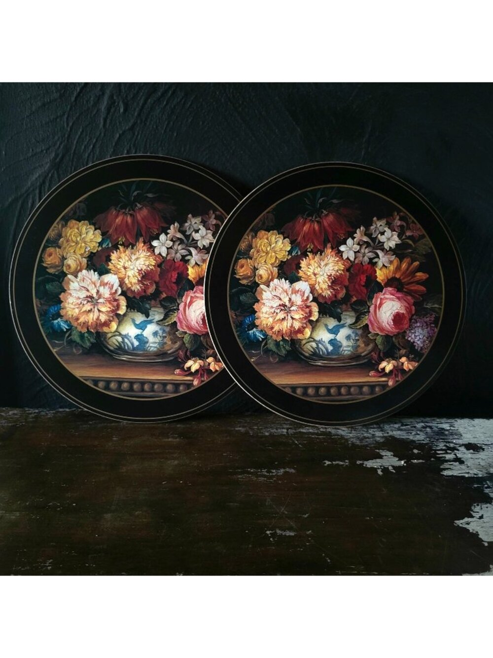 Set of 2 Vintage Pimpernel Floral Cork Backed Round Placemats 10 Inches